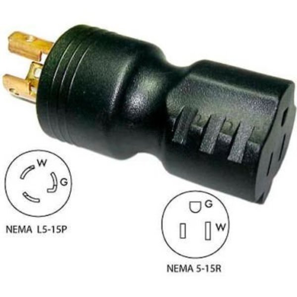 Conntek Conntek 30120, 15 to 15-Amp Locking Adapter with NEMA L5-15P to 5-15R, Black 30120